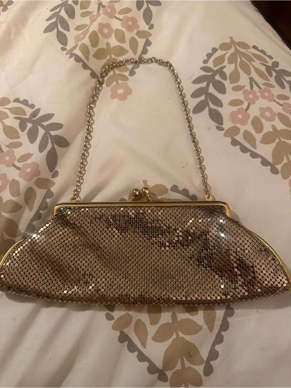 Whiting & Davis Gold Mesh Evening Clutch with Chain Strap